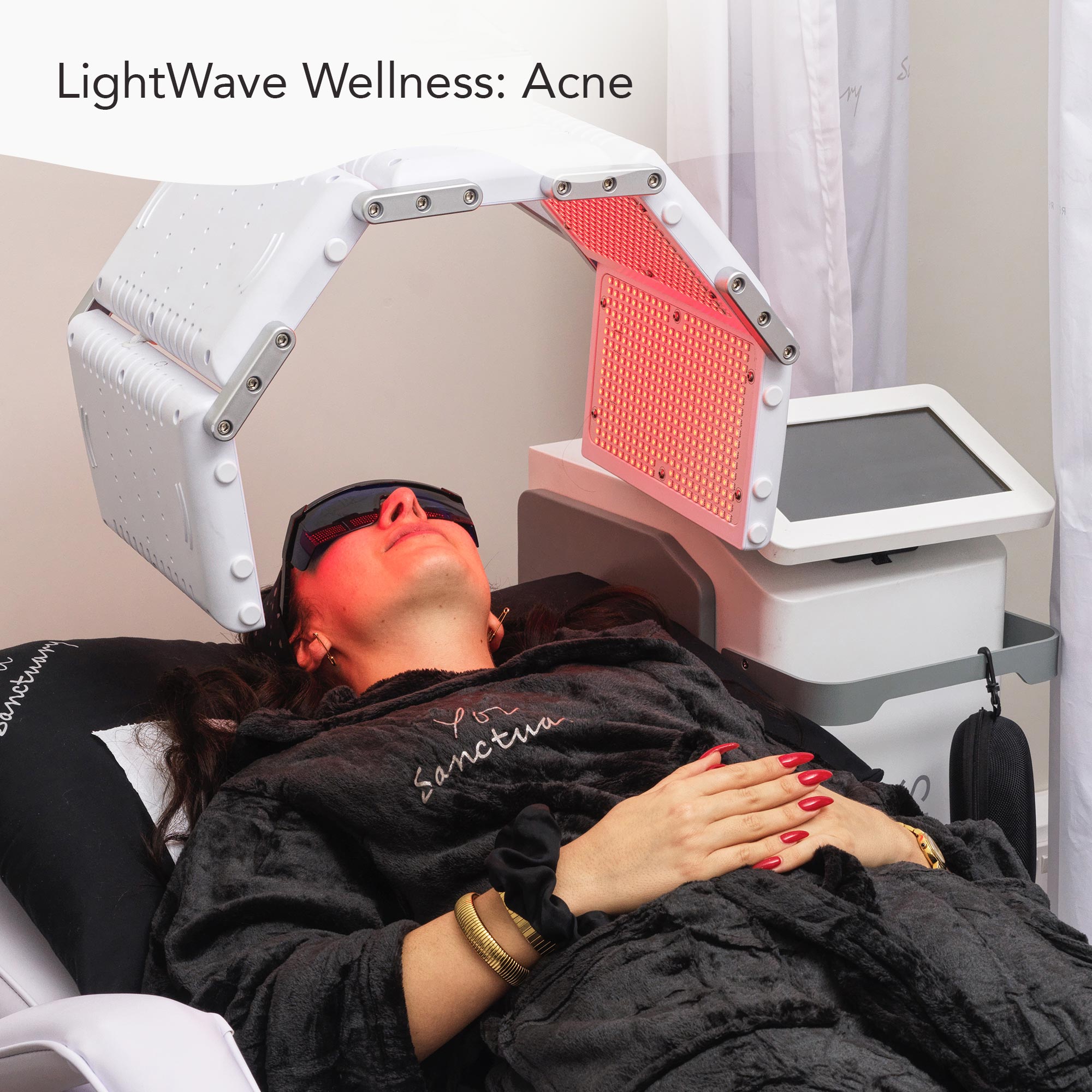 Woman having red light therapy