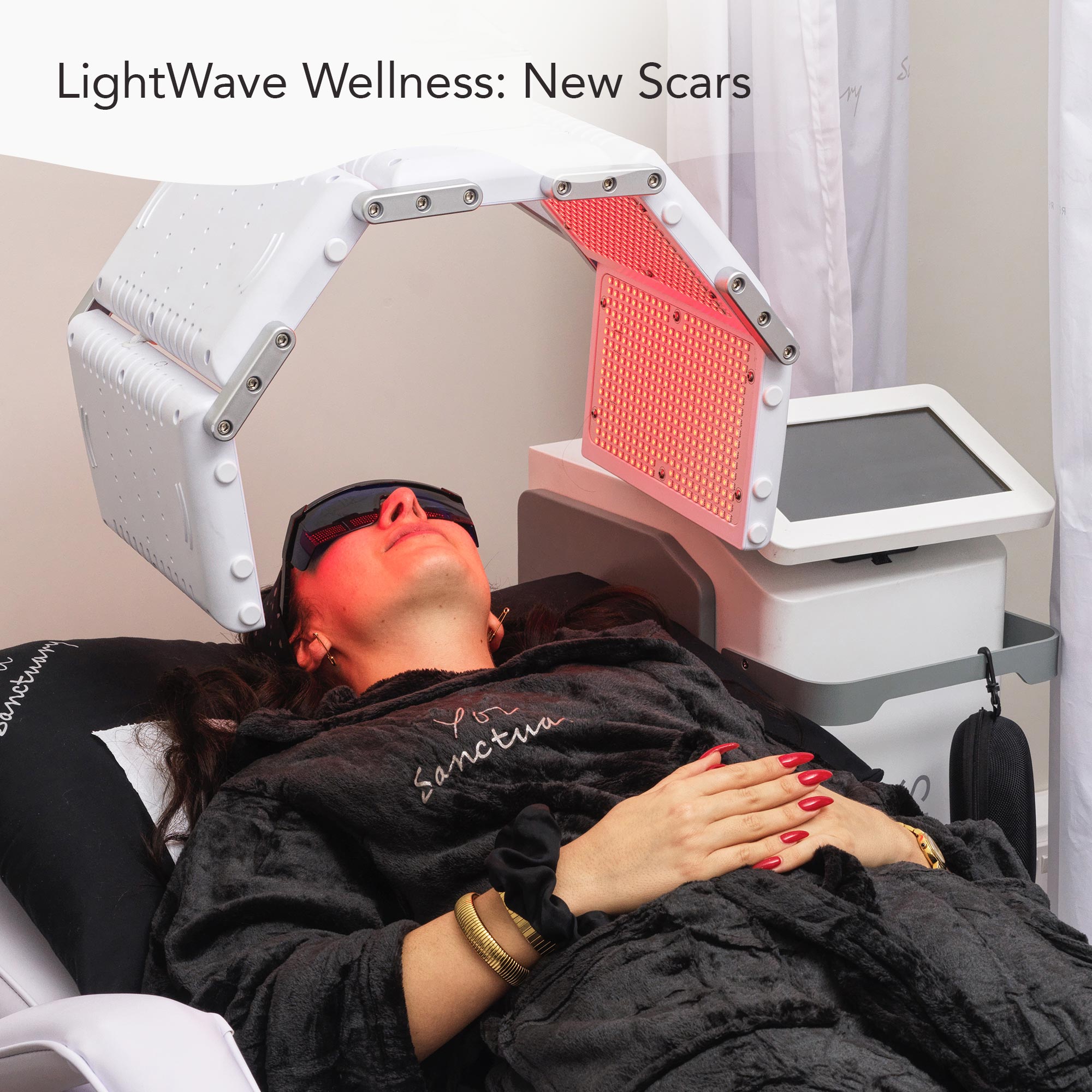 Woman having red light therapy for scaring